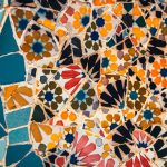 Barcelona - blue orange and white floral textile