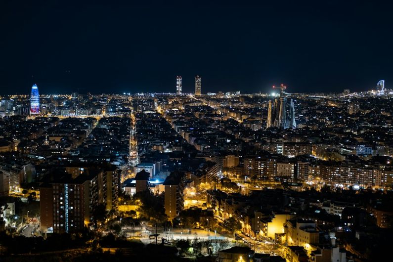 Barcelona - city lights during night time