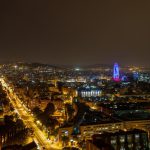 Barcelona Night - aerial photo of lighted city buildings