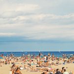 Barcelona Beach - people on brown sand beach